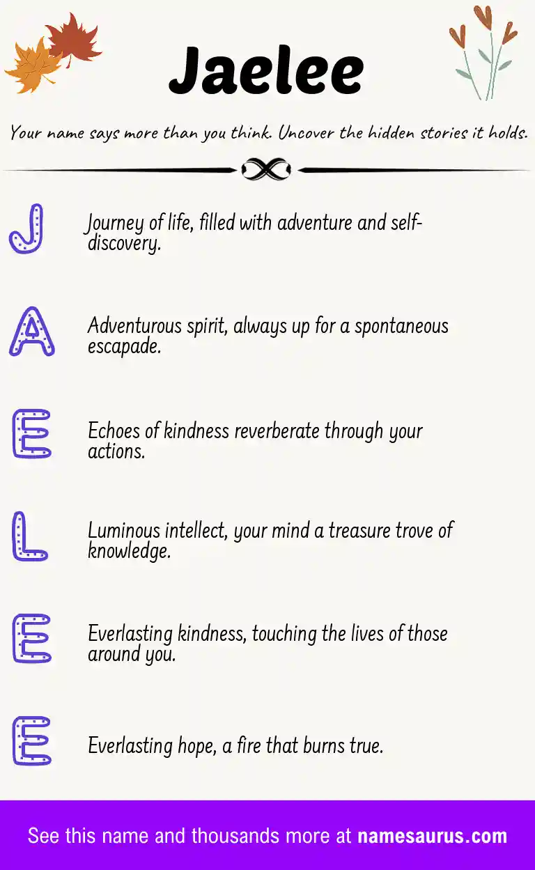 Acrostic poem about Jaelee.