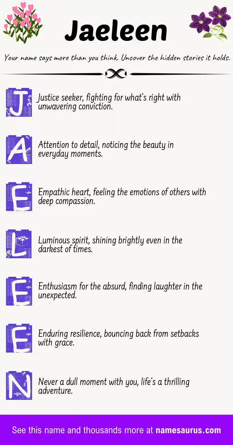 Acrostic poem about Jaeleen.