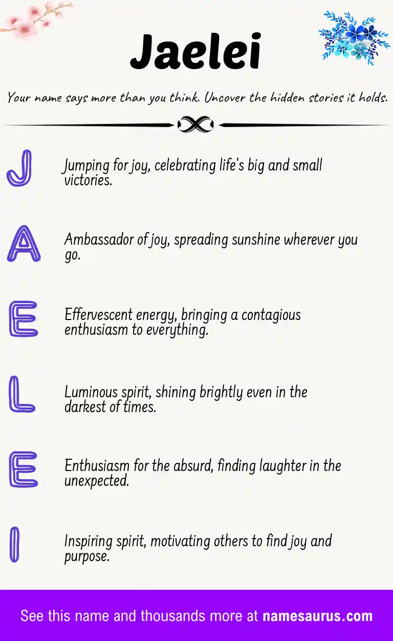 Acrostic poem about Jaelei.