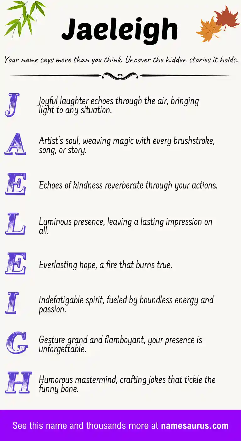 Acrostic poem about Jaeleigh.