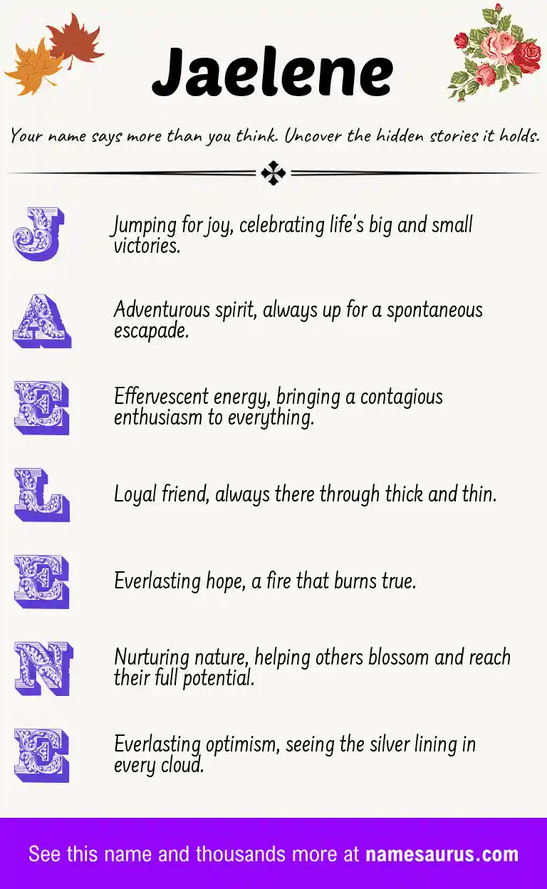 Acrostic poem about Jaelene.