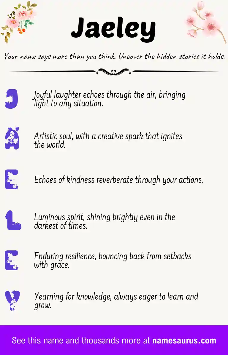 Acrostic poem about Jaeley.
