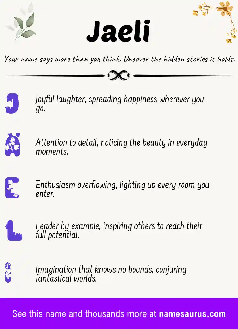 Acrostic poem about Jaeli.