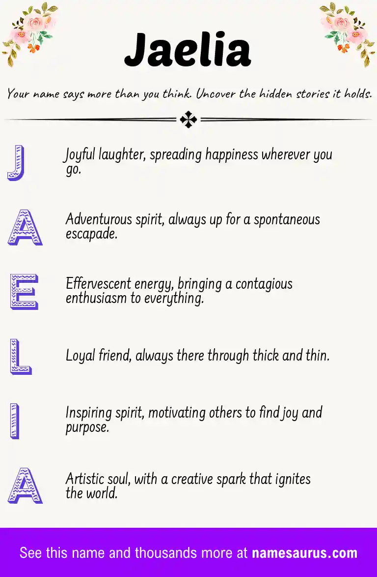 Acrostic poem about Jaelia.