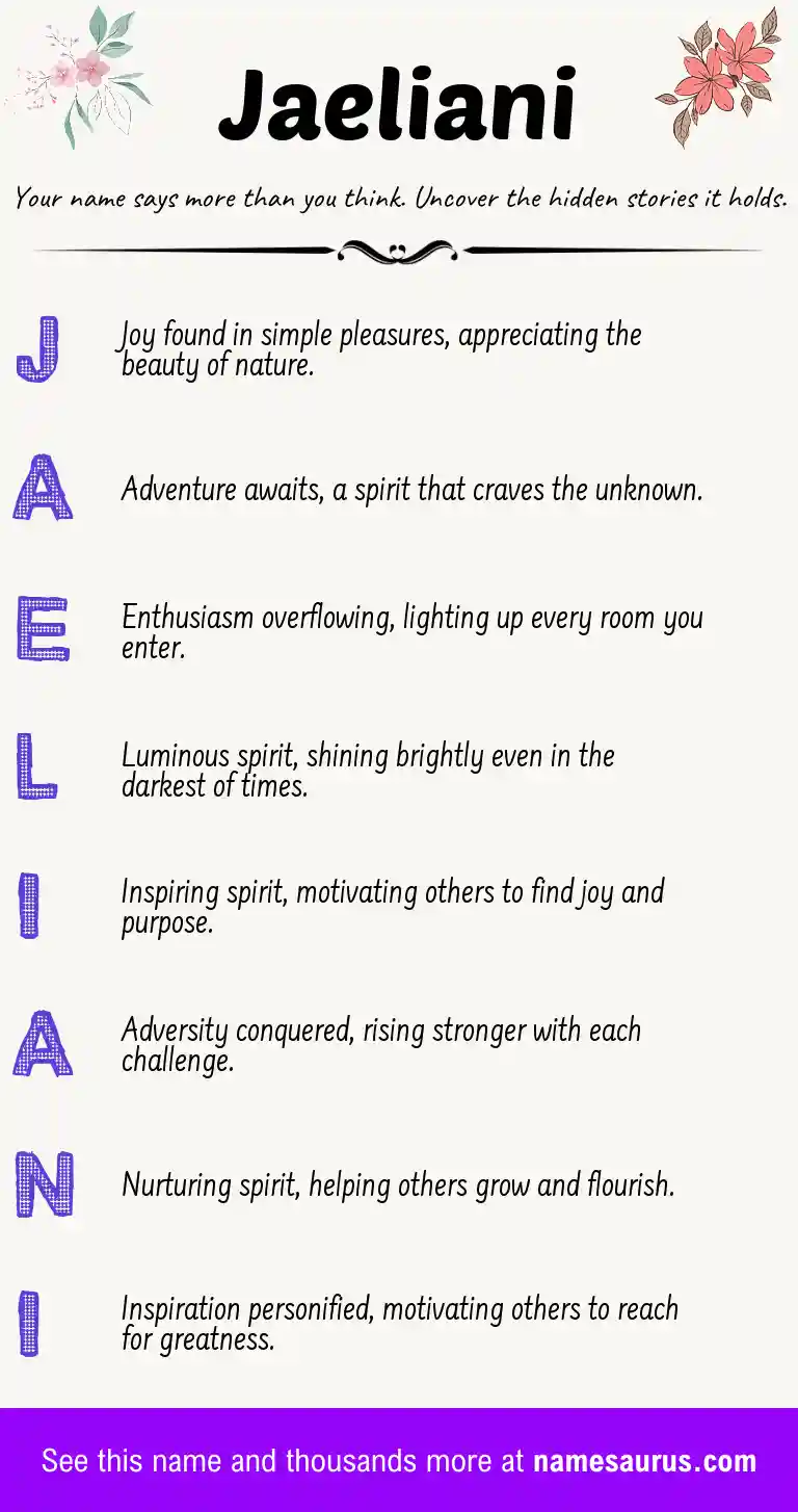 Acrostic poem about Jaeliani.