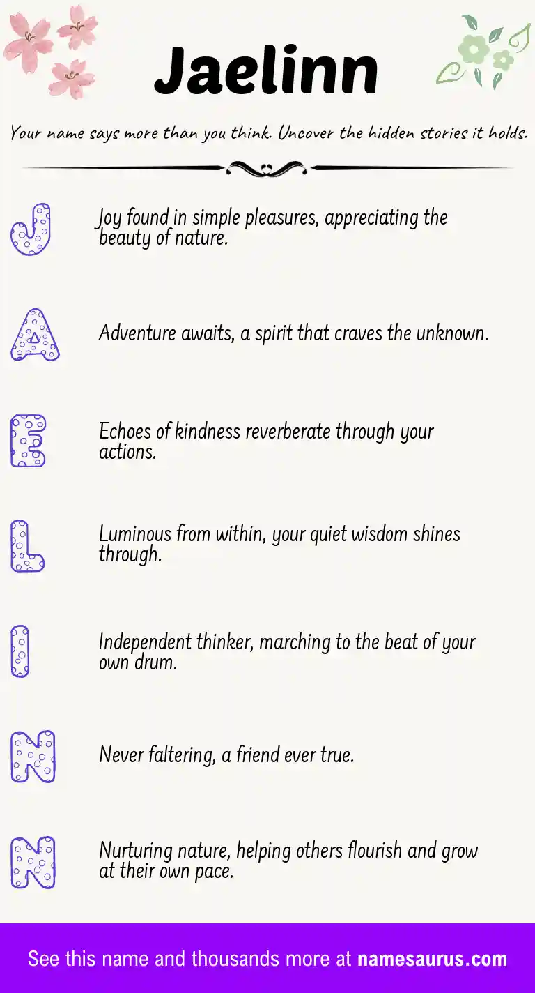 Acrostic poem about Jaelinn.