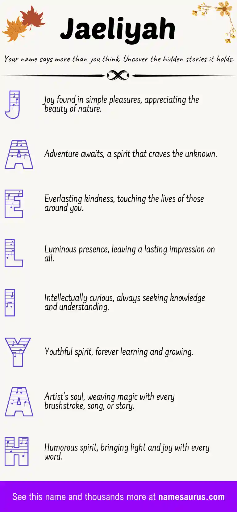 Acrostic poem about Jaeliyah.