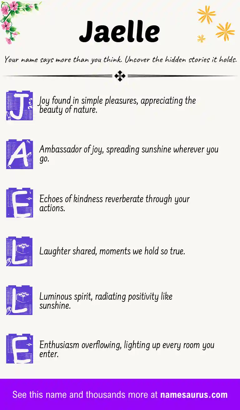 Acrostic poem about Jaelle.