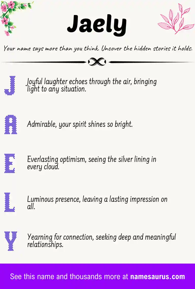 Acrostic poem about Jaely.