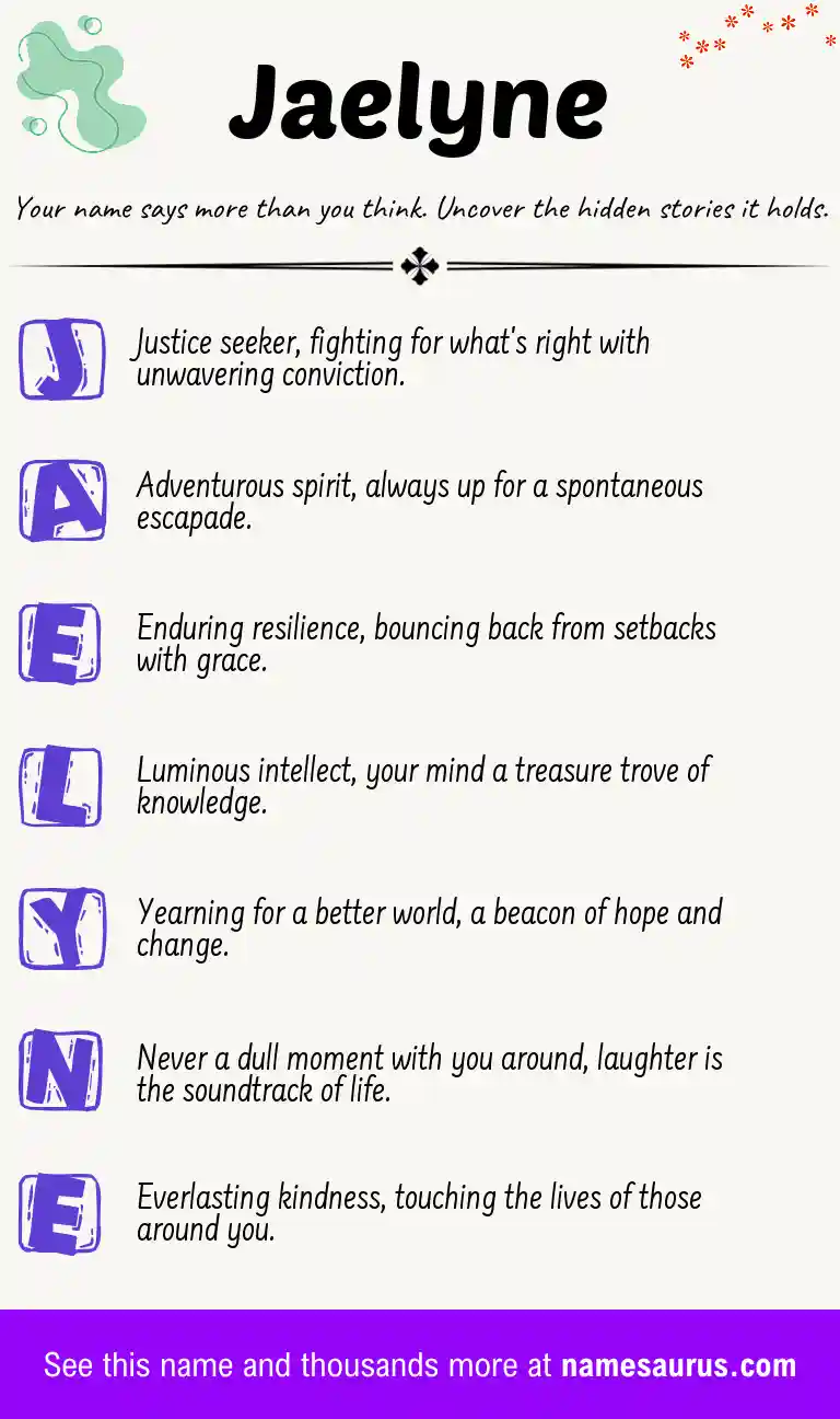 Acrostic poem about Jaelyne.