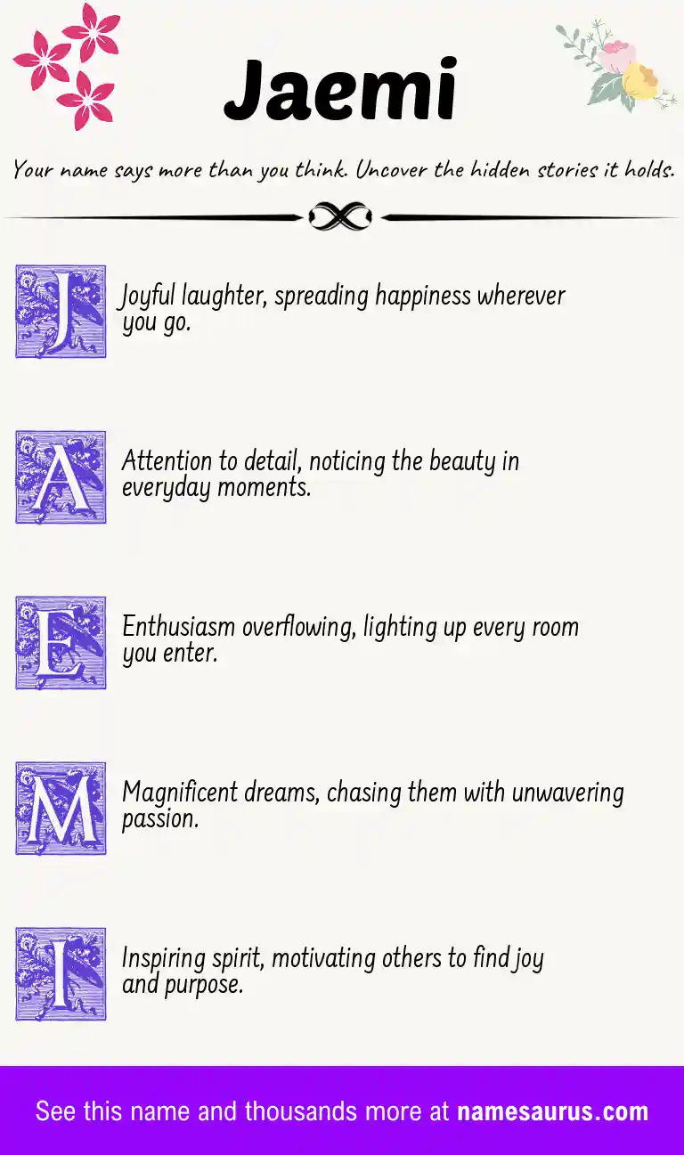 Acrostic poem about Jaemi.