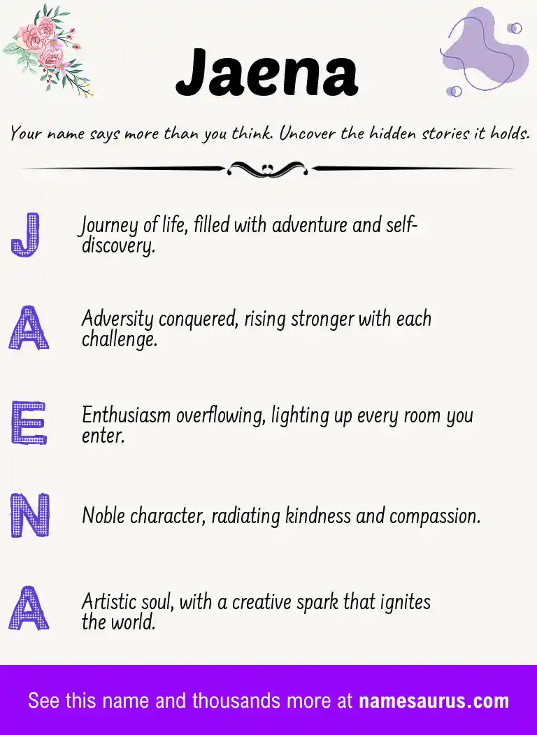 Acrostic poem about Jaena.