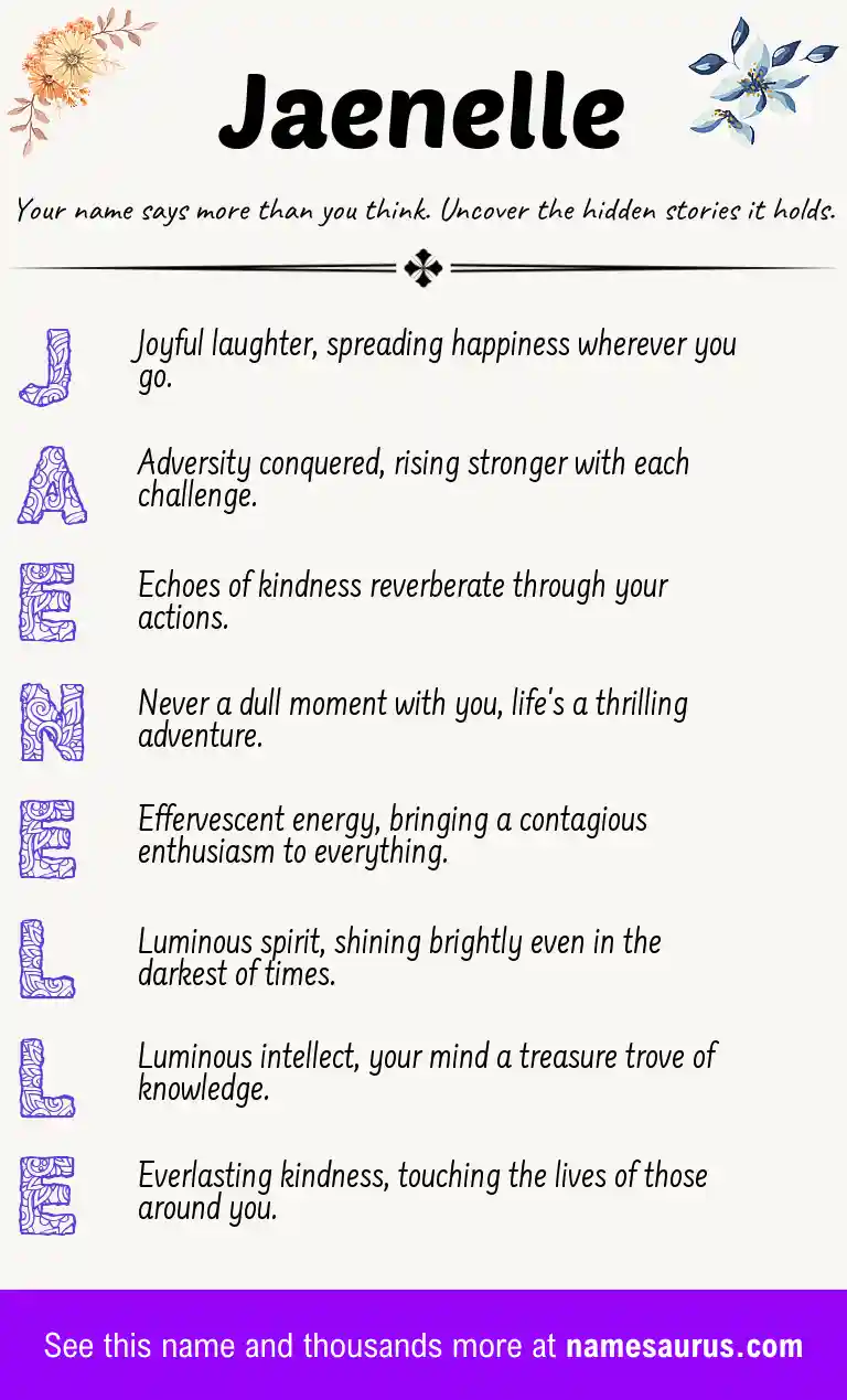 Acrostic poem about Jaenelle.
