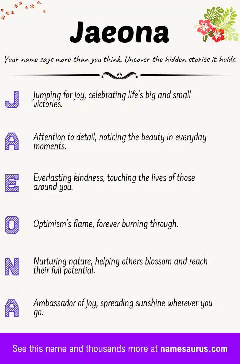 Acrostic poem about Jaeona.