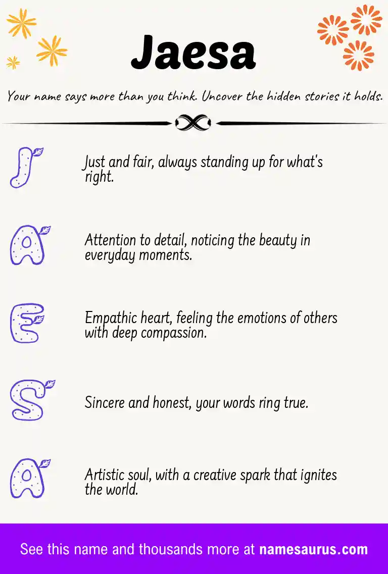 Acrostic poem about Jaesa.