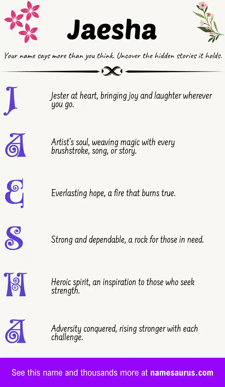 Acrostic poem about Jaesha.