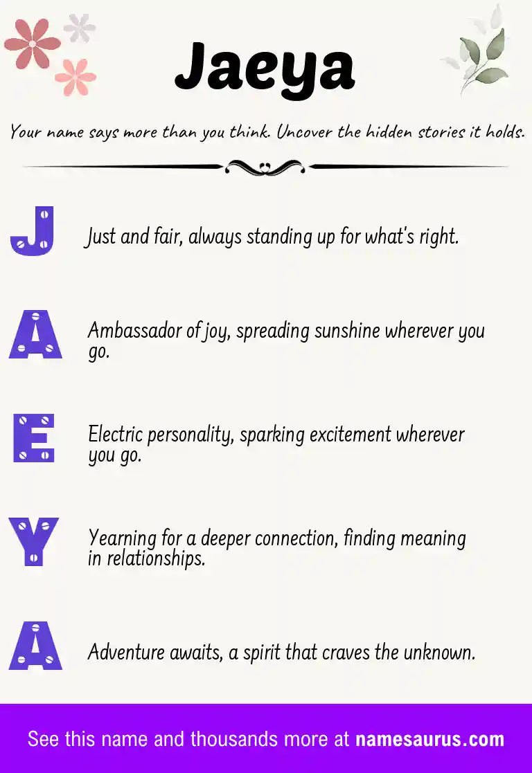 Acrostic poem about Jaeya.