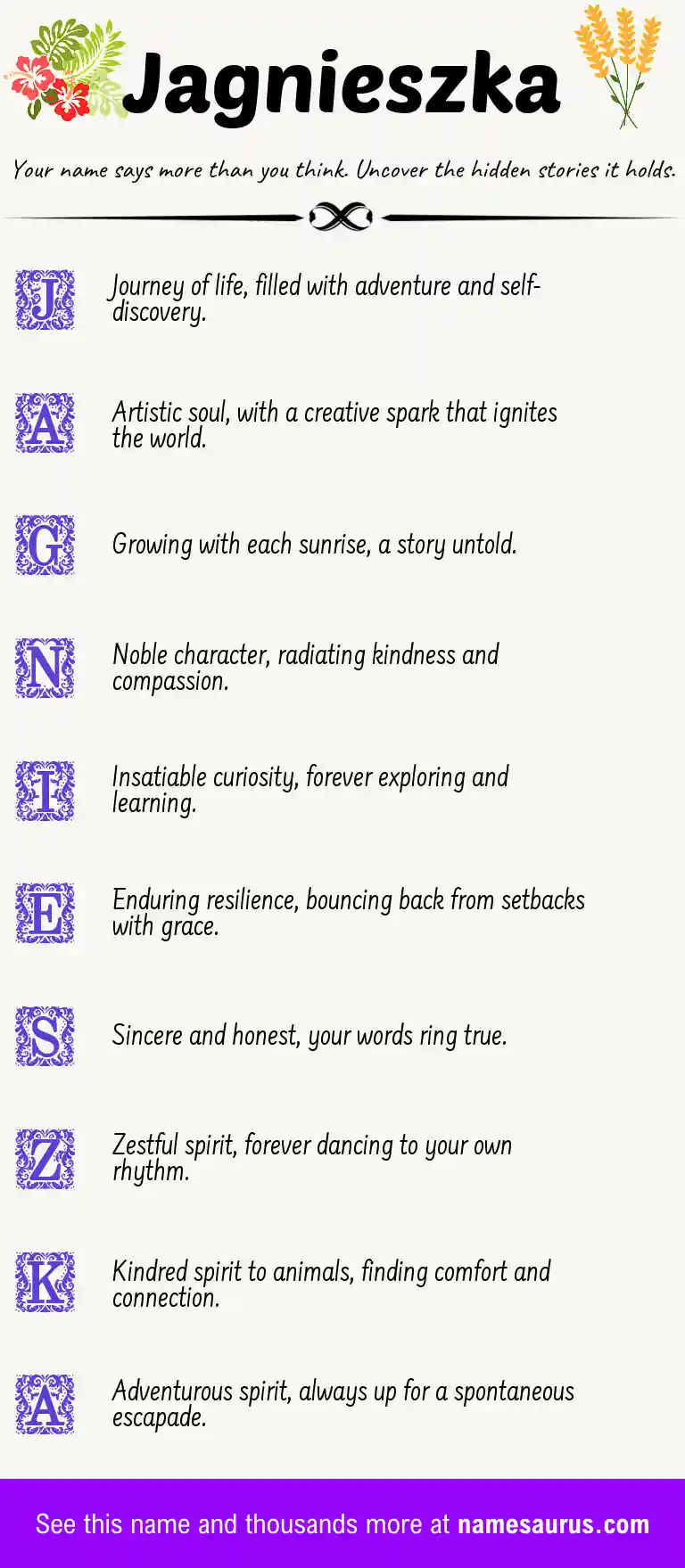 Acrostic poem about Jagnieszka.