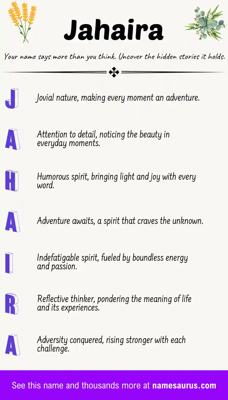 Acrostic poem about Jahaira.