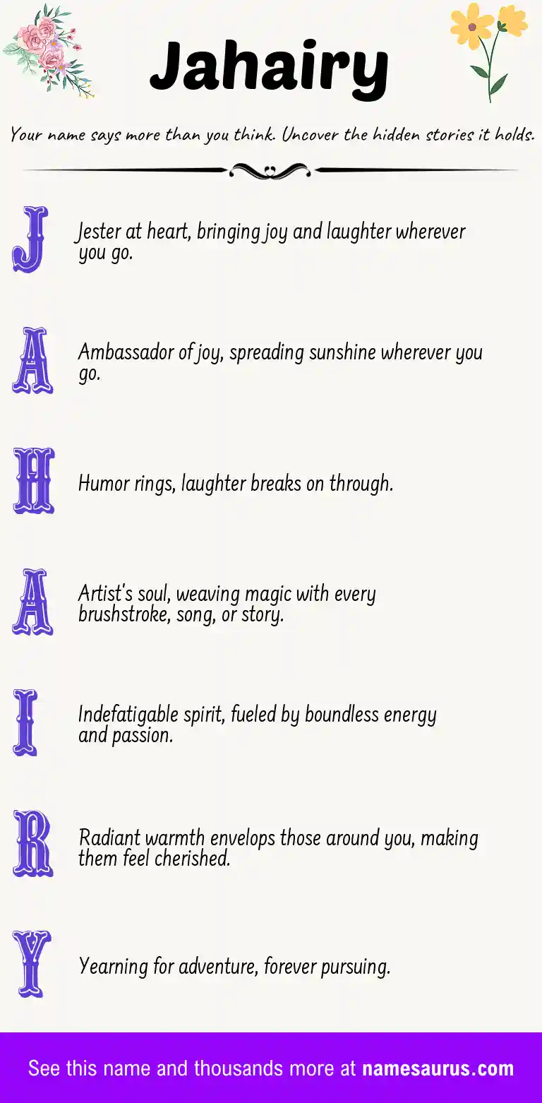 Acrostic poem about Jahairy.