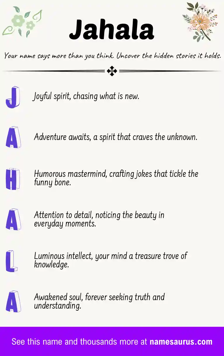 Acrostic poem about Jahala.