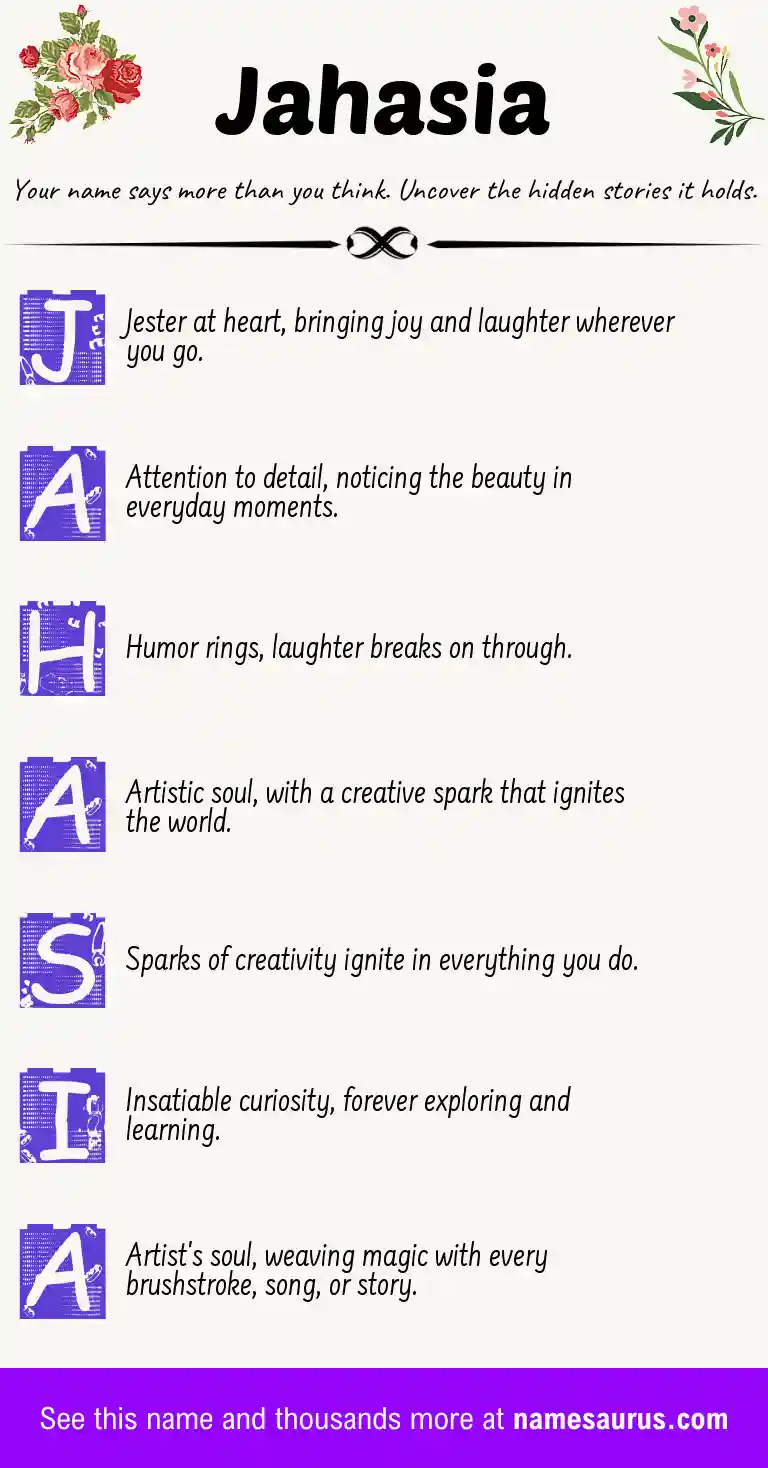 Acrostic poem about Jahasia.