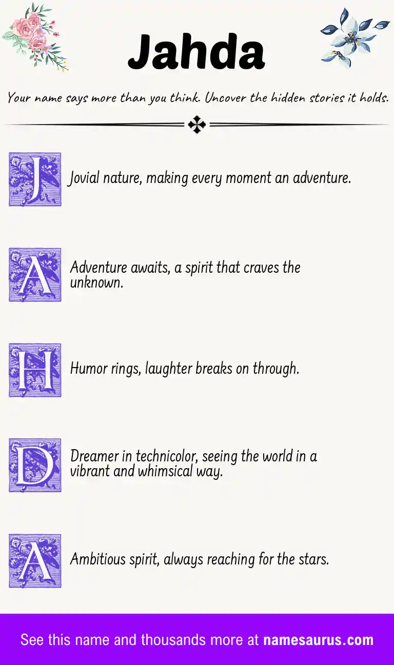 Acrostic poem about Jahda.