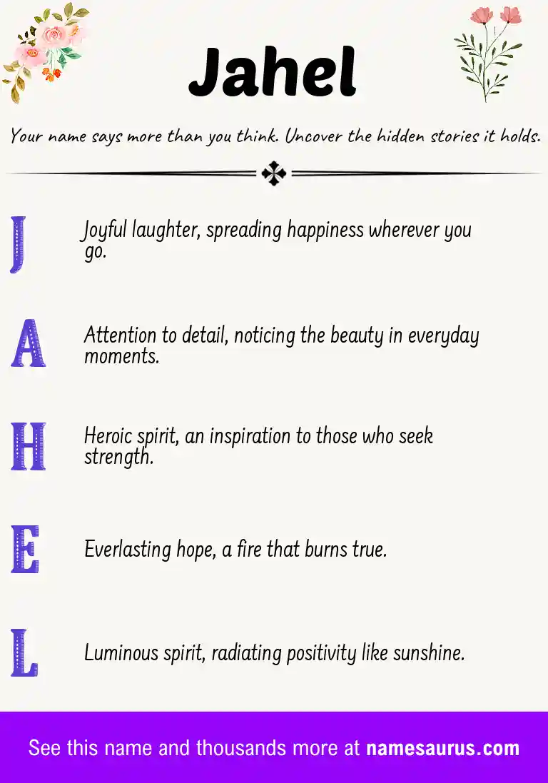 Acrostic poem about Jahel.