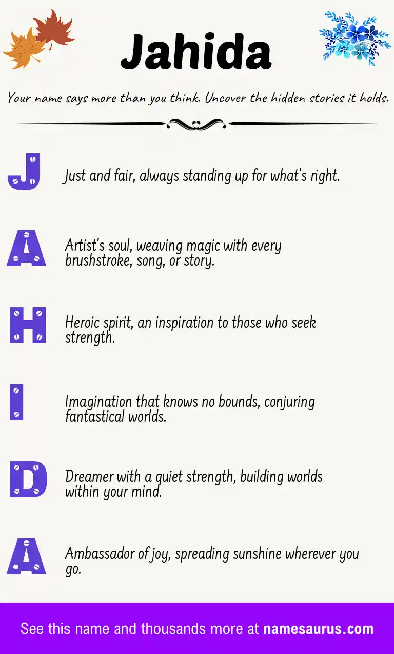 Acrostic poem about Jahida.