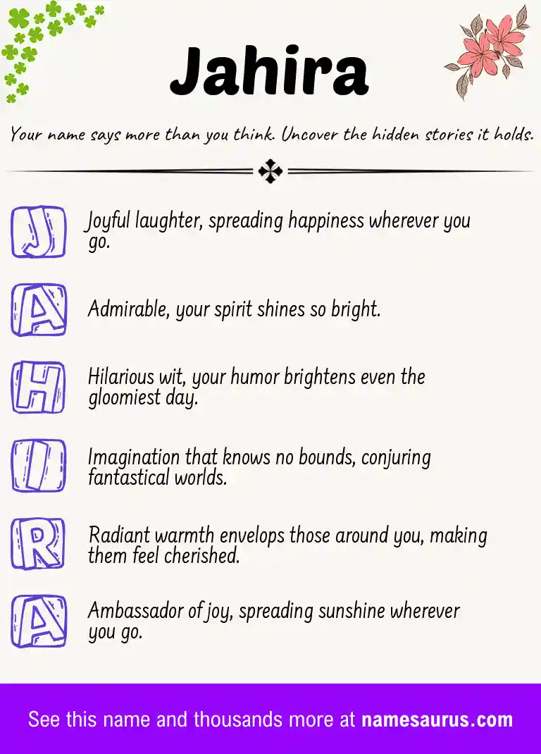 Acrostic poem about Jahira.