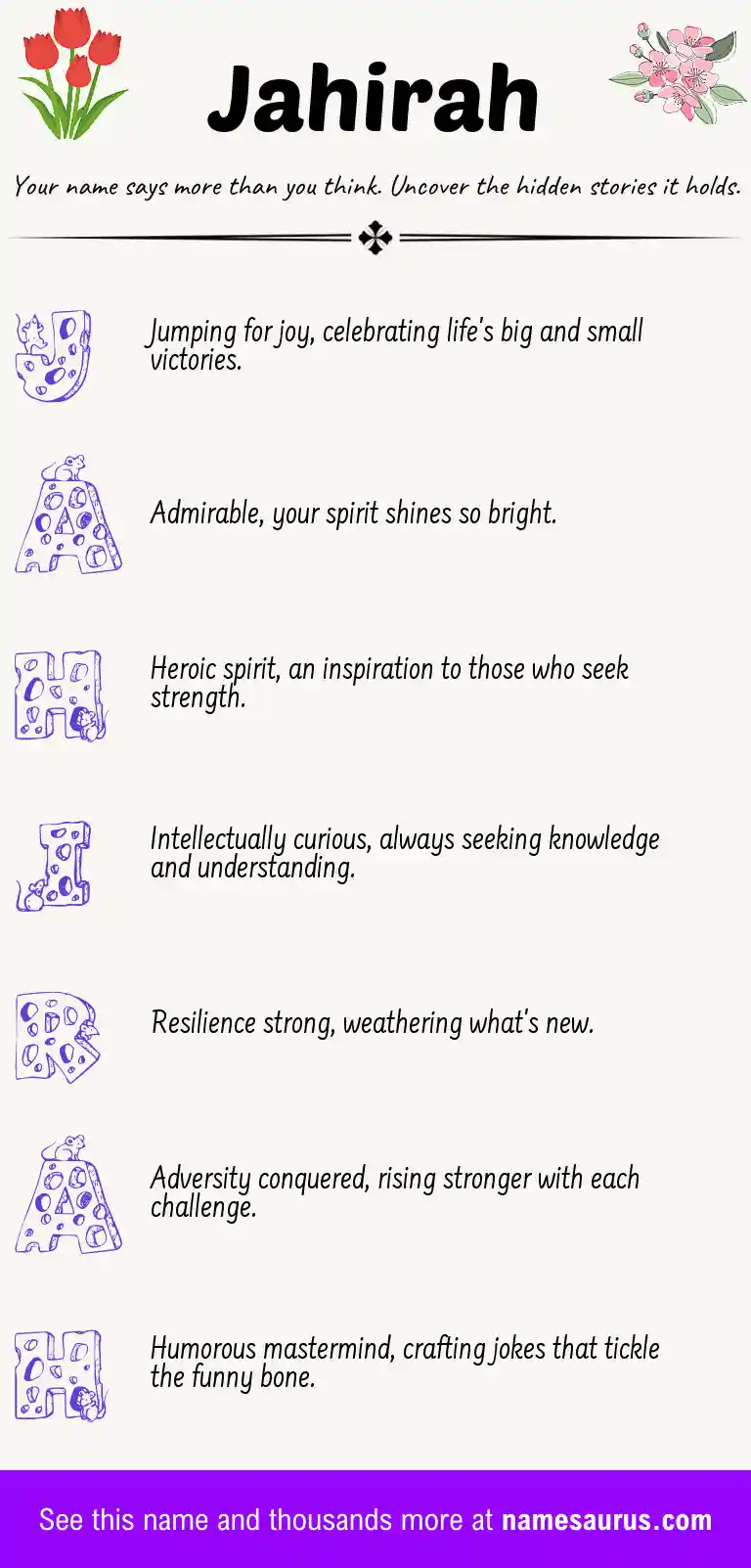 Acrostic poem about Jahirah.