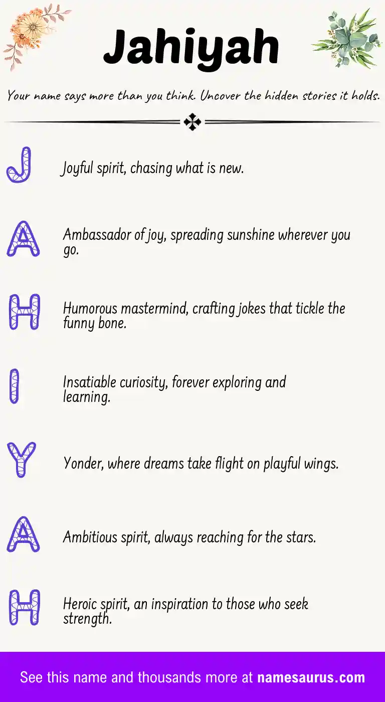 Acrostic poem about Jahiyah.