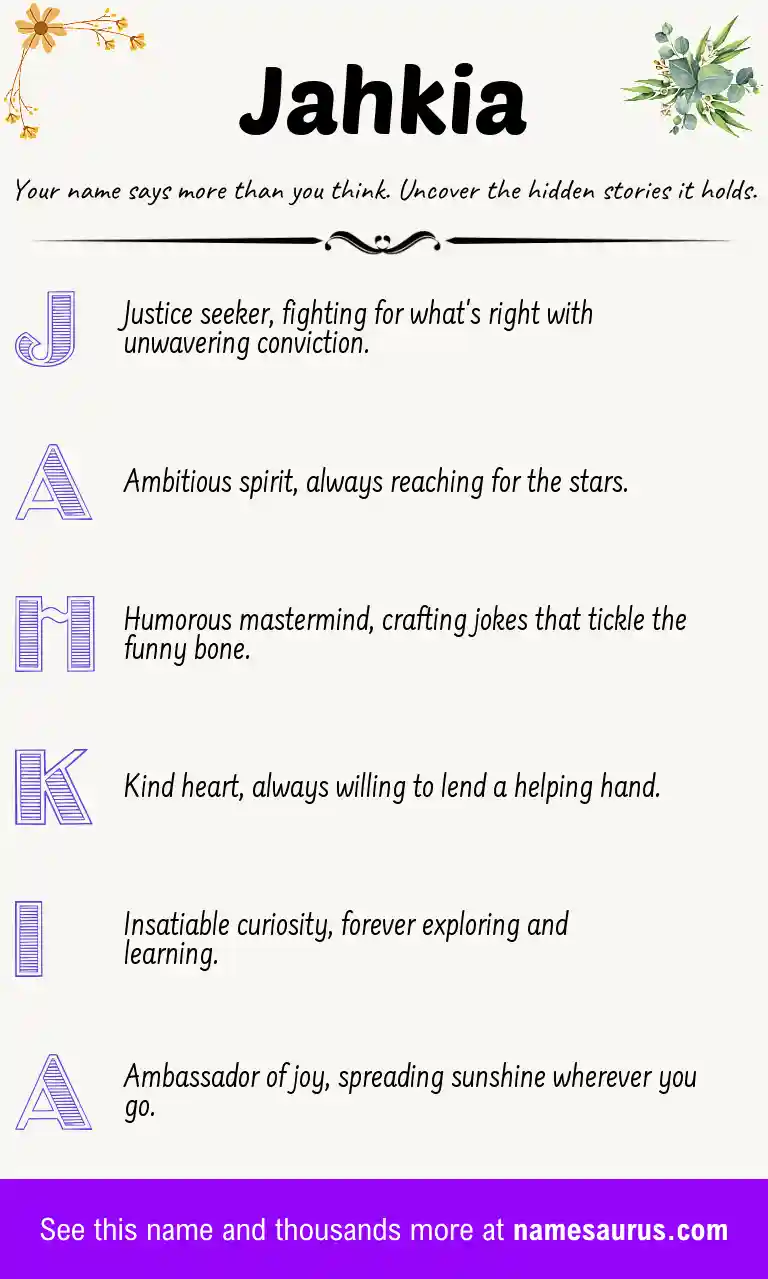 Acrostic poem about Jahkia.