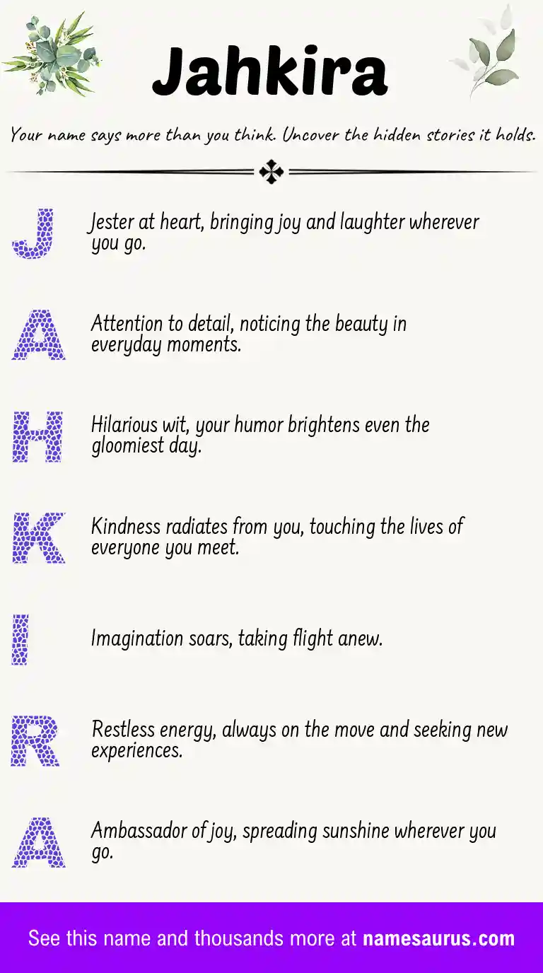 Acrostic poem about Jahkira.