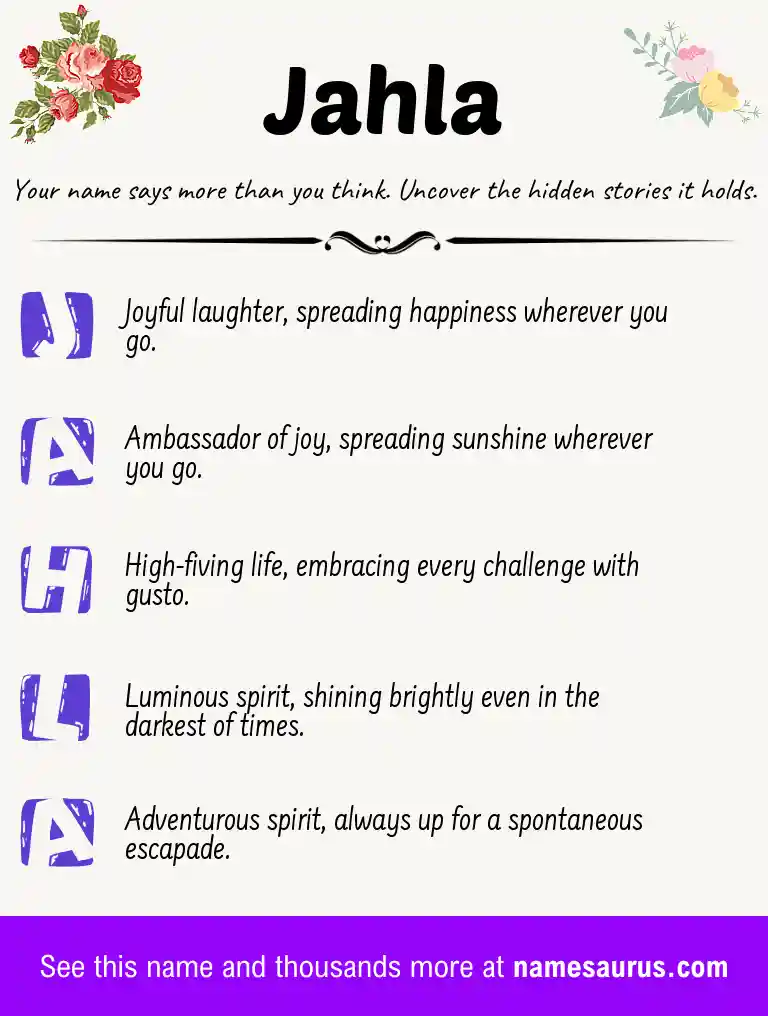 Acrostic poem about Jahla.