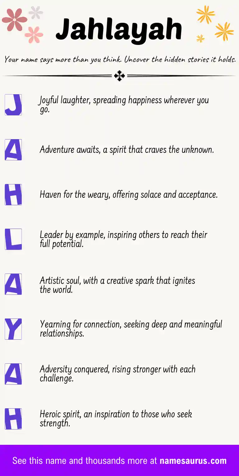 Acrostic poem about Jahlayah.