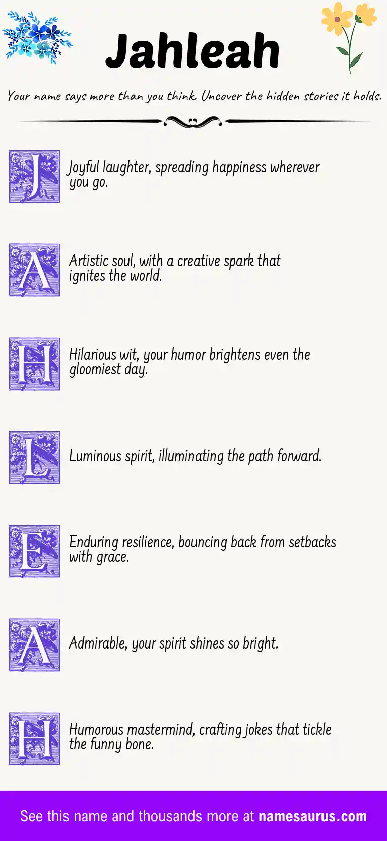 Acrostic poem about Jahleah.