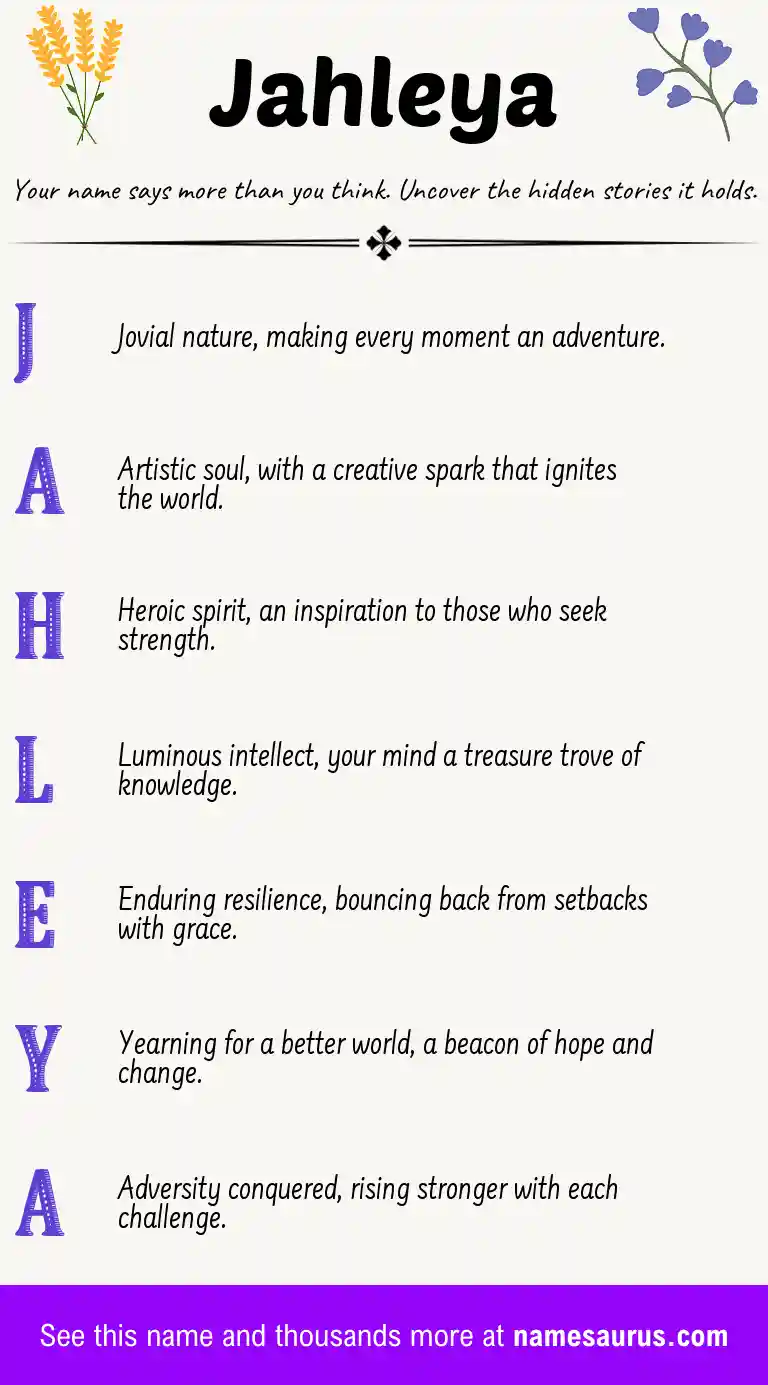 Acrostic poem about Jahleya.