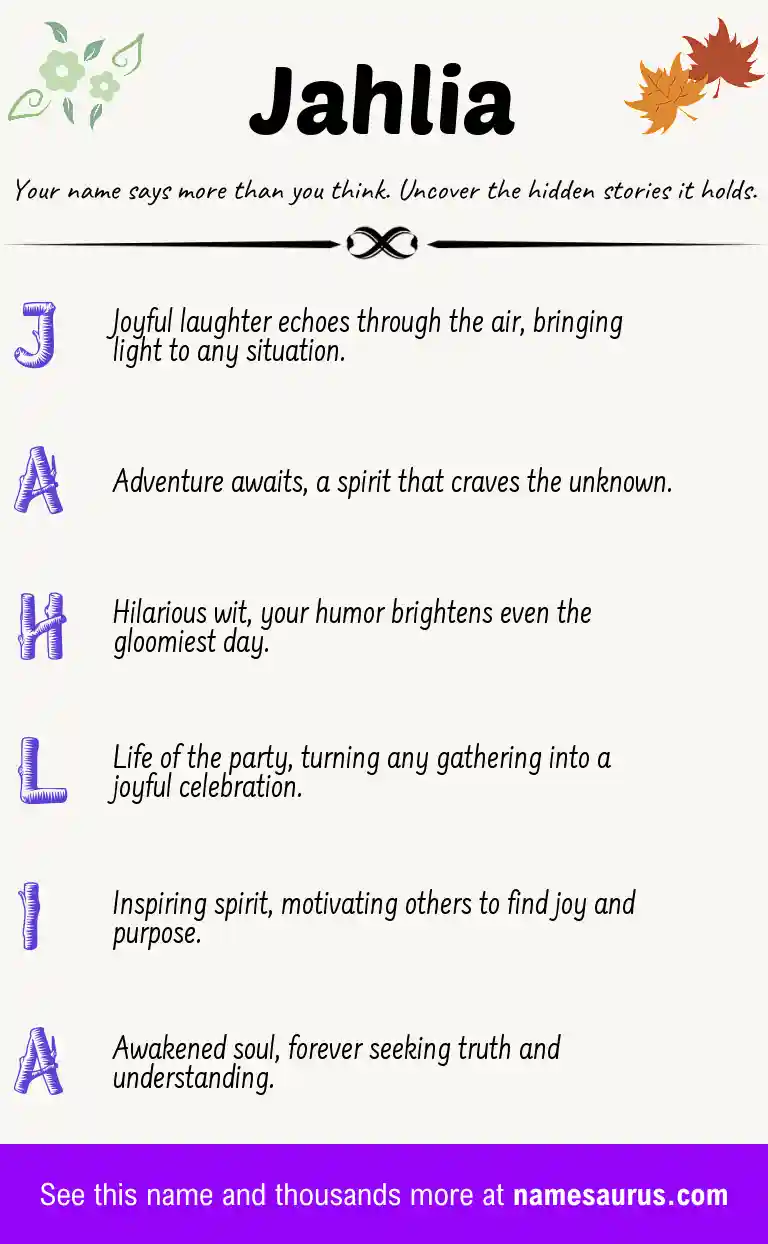Acrostic poem about Jahlia.