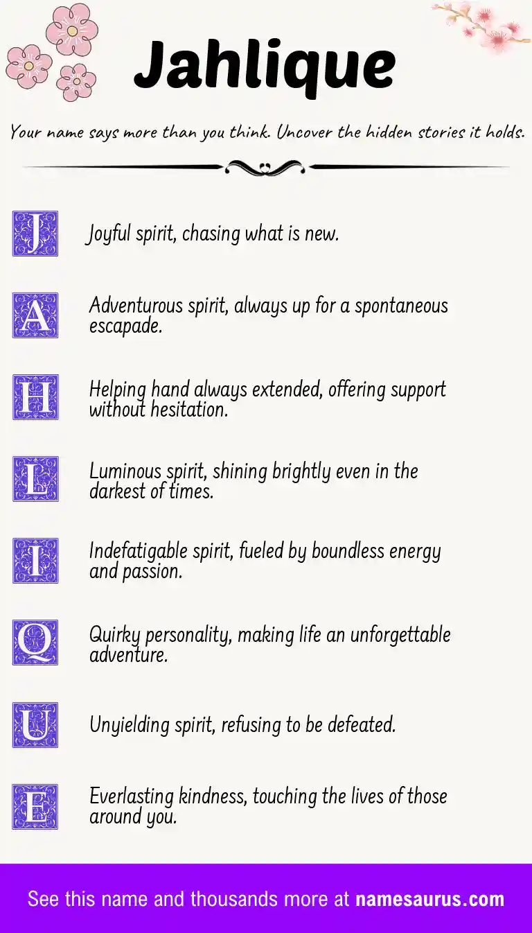 Acrostic poem about Jahlique.