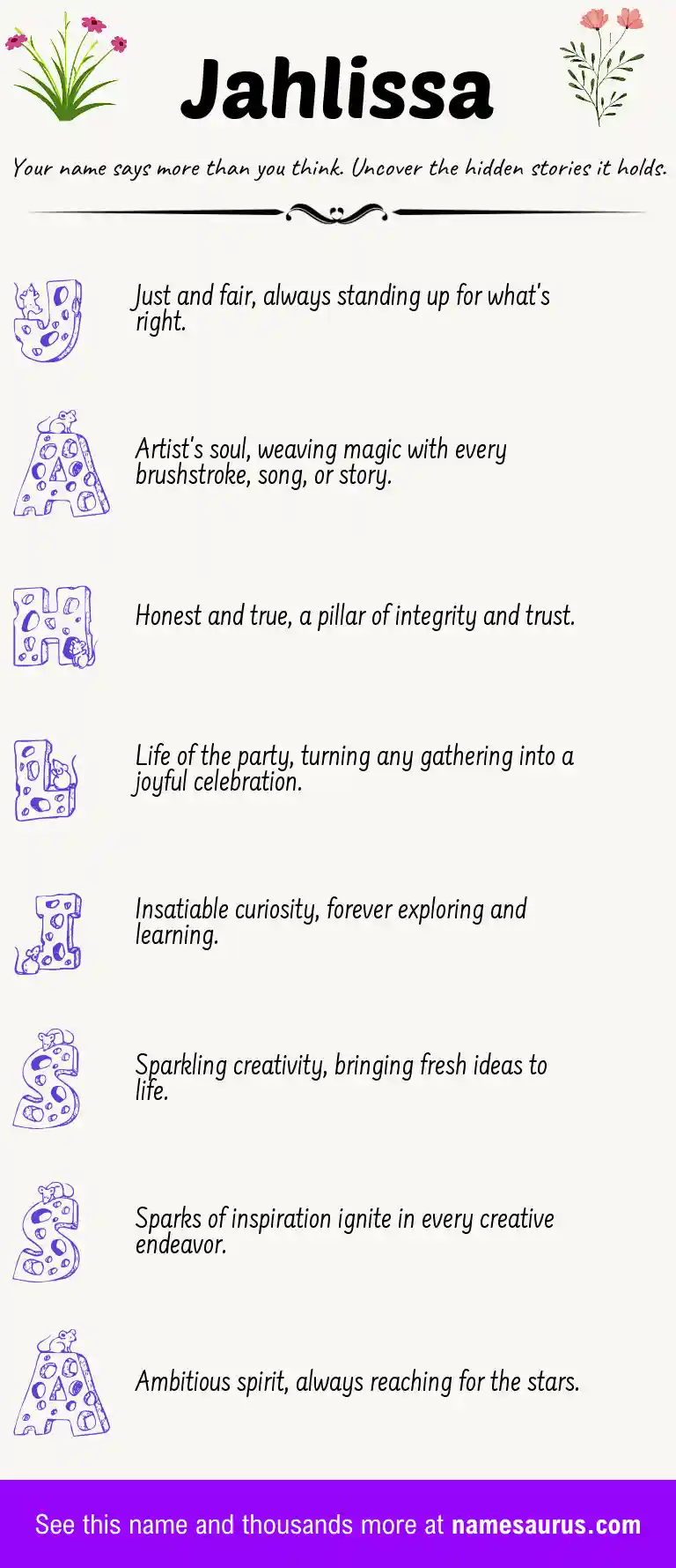 Acrostic poem about Jahlissa.