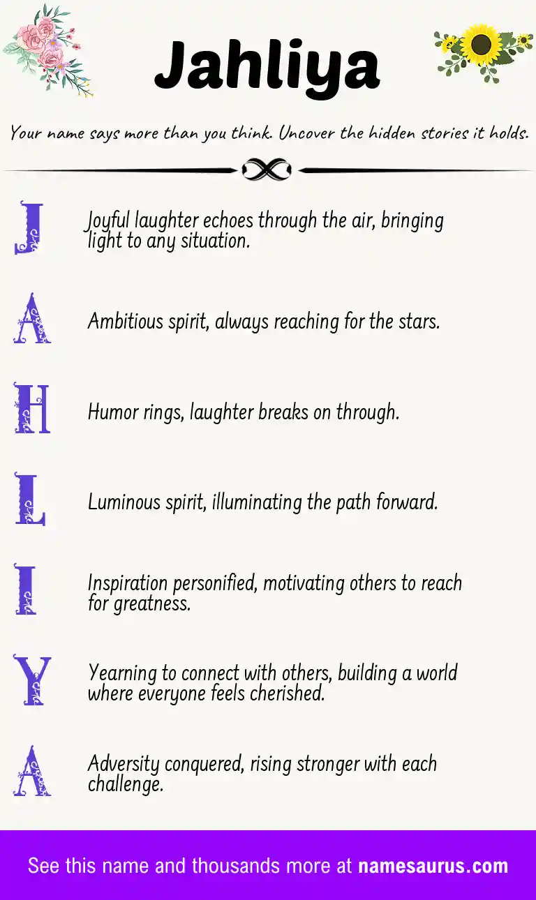 Acrostic poem about Jahliya.