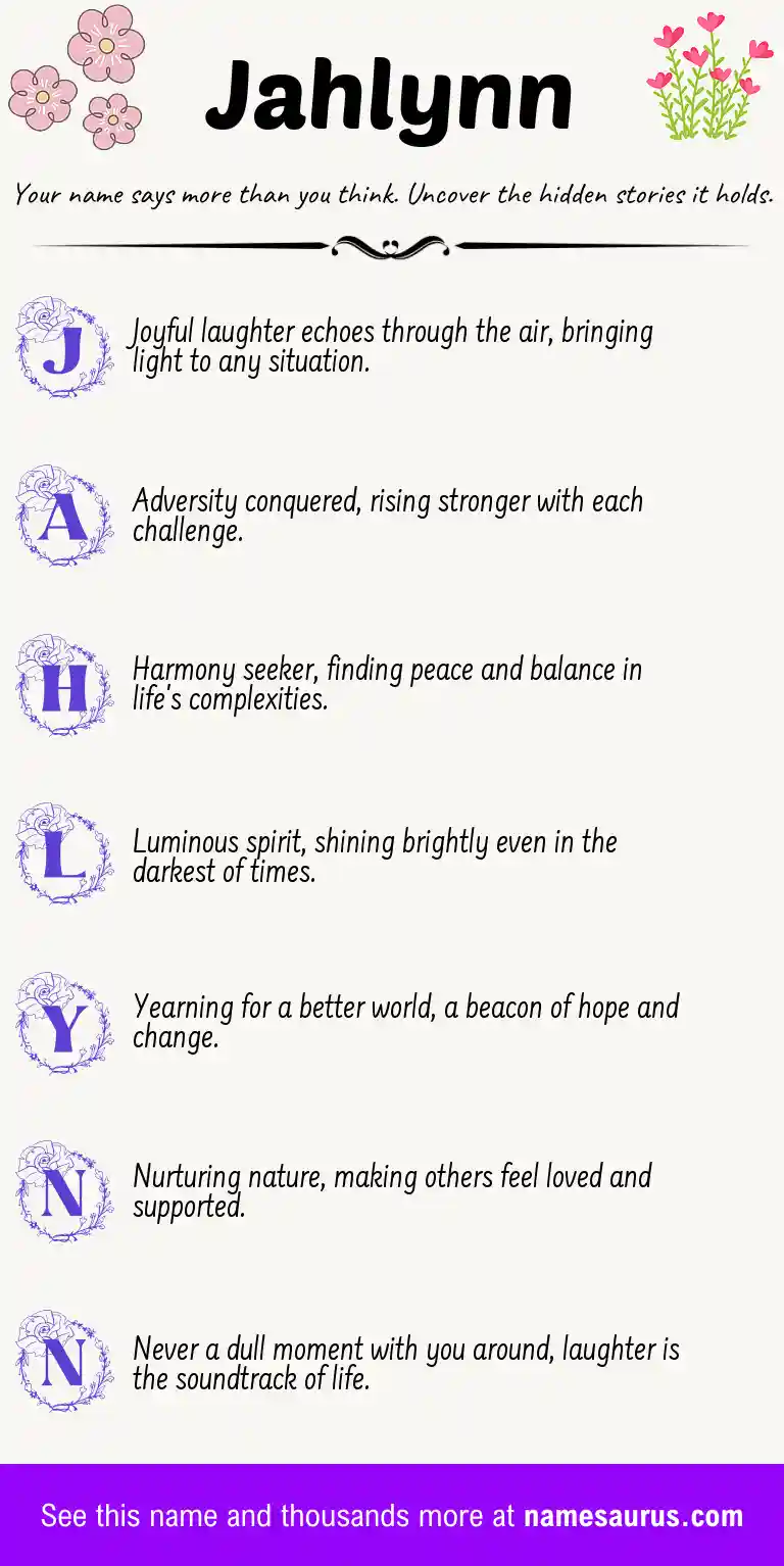 Acrostic poem about Jahlynn.