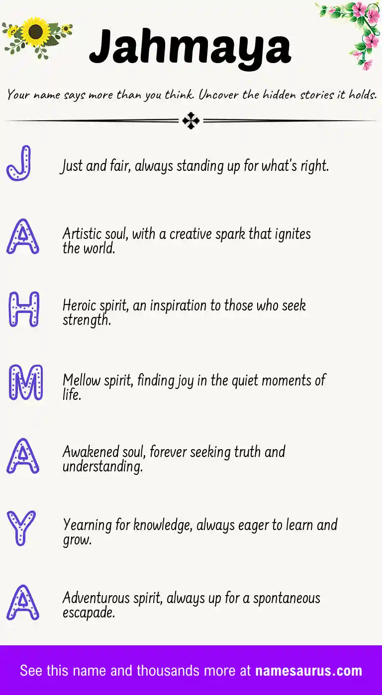 Acrostic poem about Jahmaya.