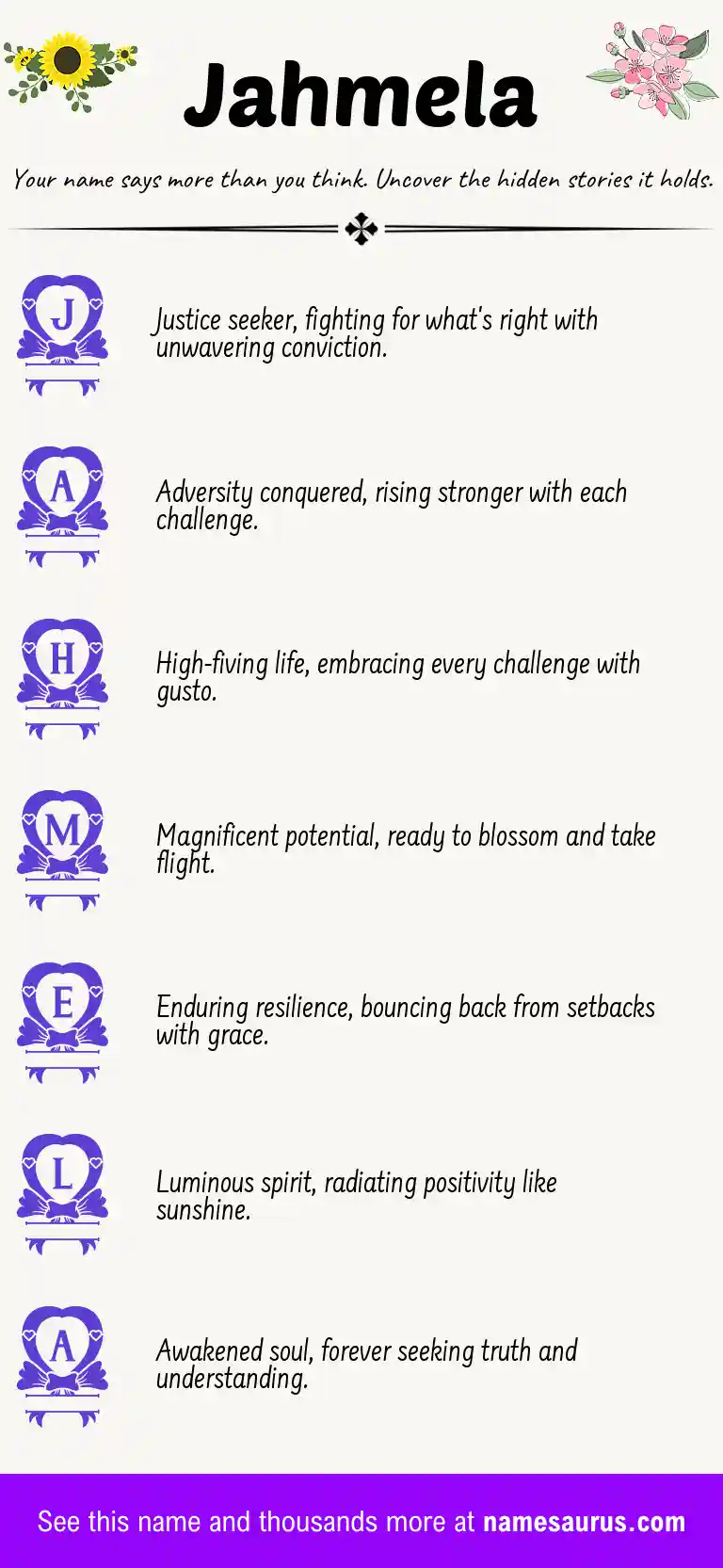 Acrostic poem about Jahmela.