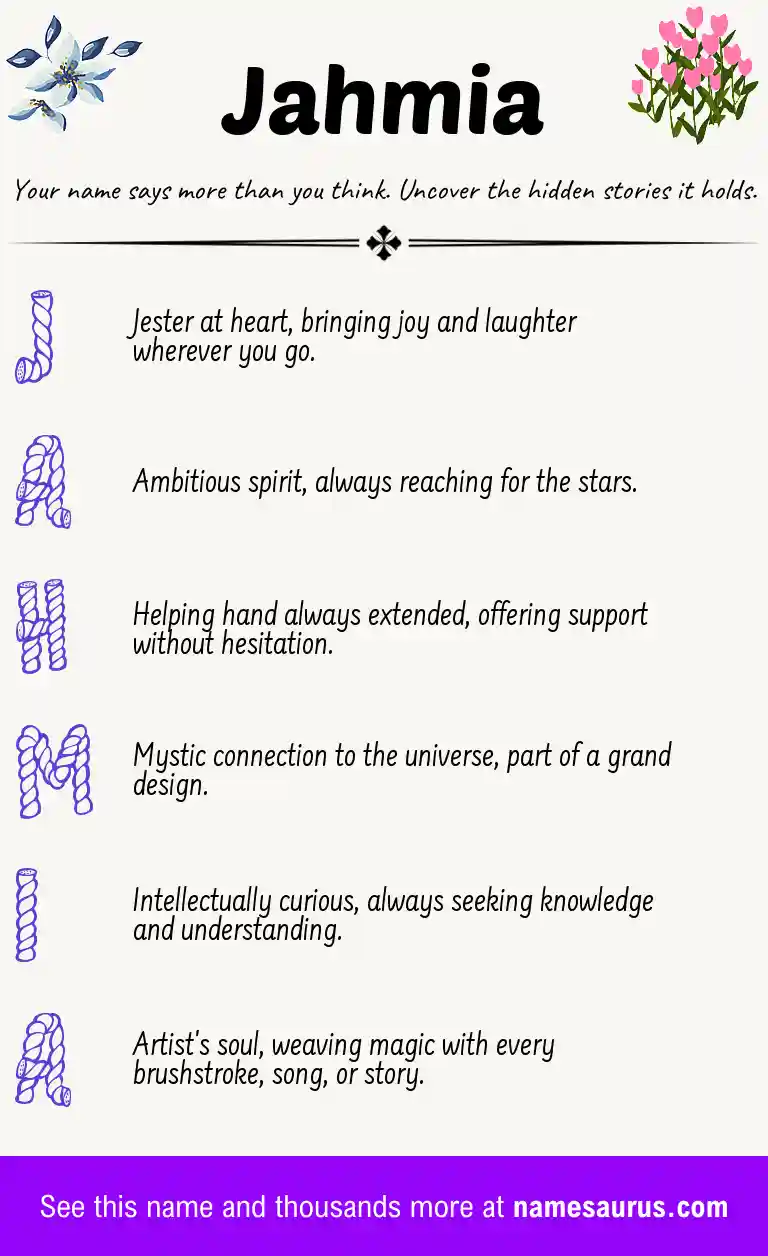 Acrostic poem about Jahmia.