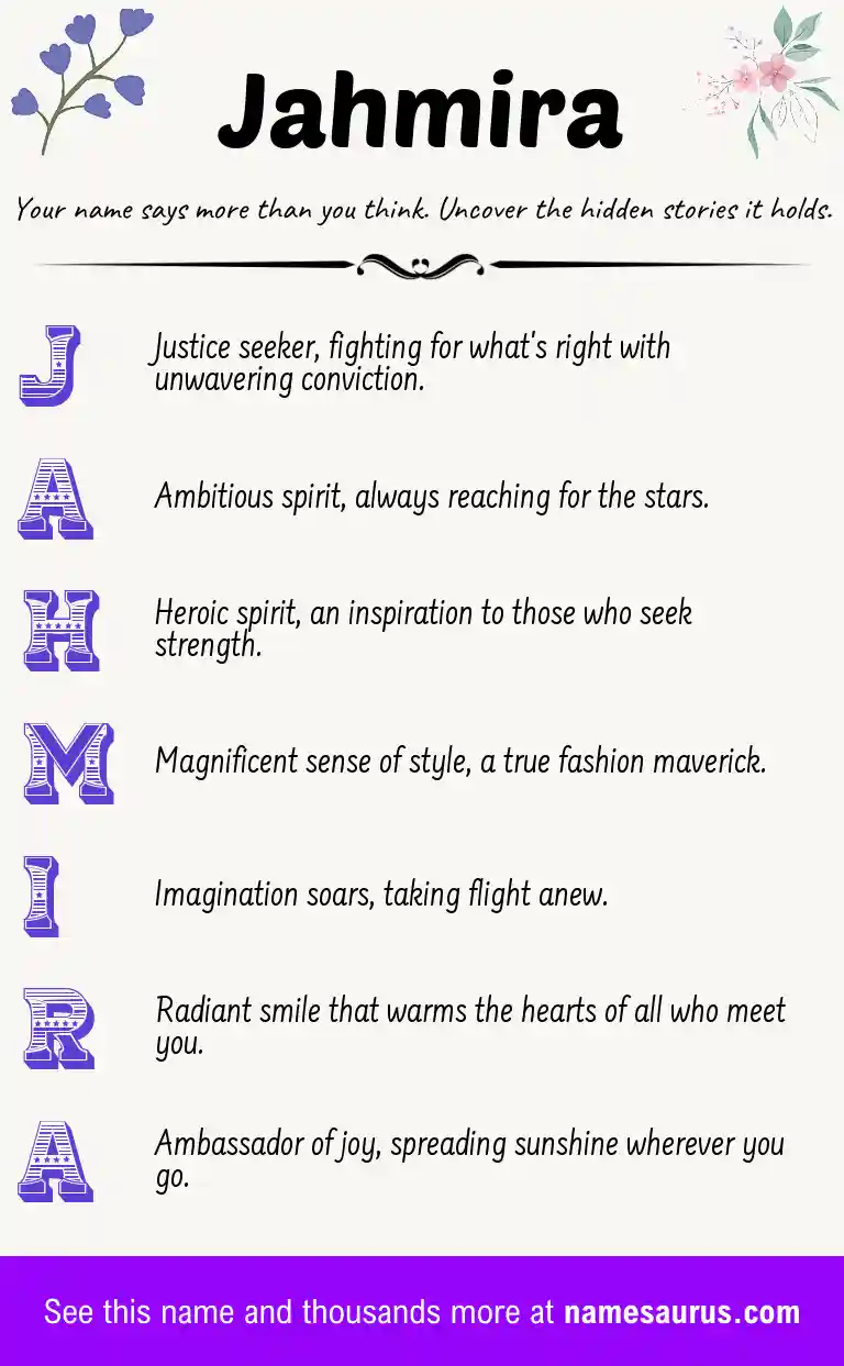 Acrostic poem about Jahmira.