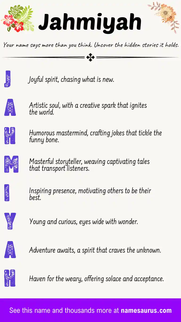 Acrostic poem about Jahmiyah.