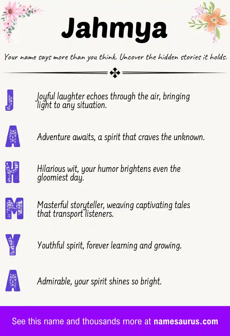 Acrostic poem about Jahmya.