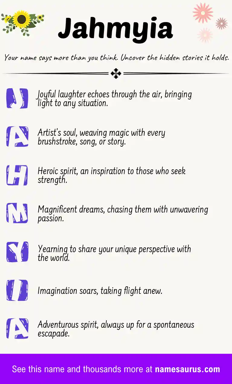 Acrostic poem about Jahmyia.
